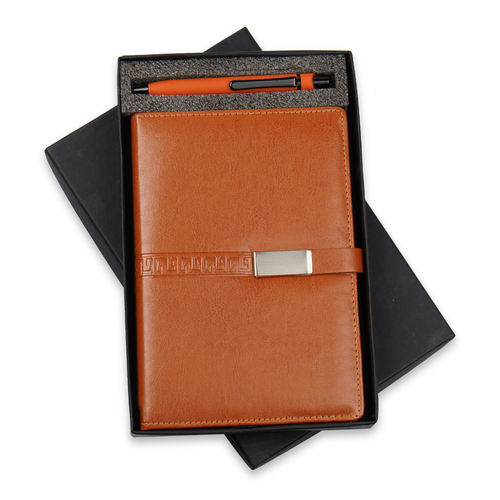 Pastel A5 Notebook Diary - Leather Cover, 145 X 210 Mm, Brown | 200 Ruled Pages, 80 Gsm, Non-dated, Custom Branding Available