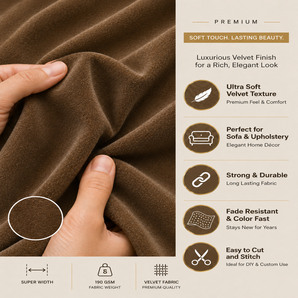 Mosha Dark Brown Velvet Sofa Fabric