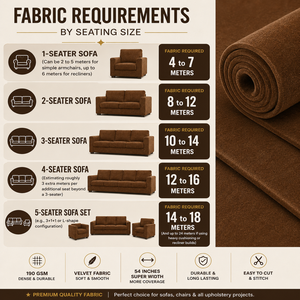 Mosha Dark Brown Velvet Sofa Fabric
