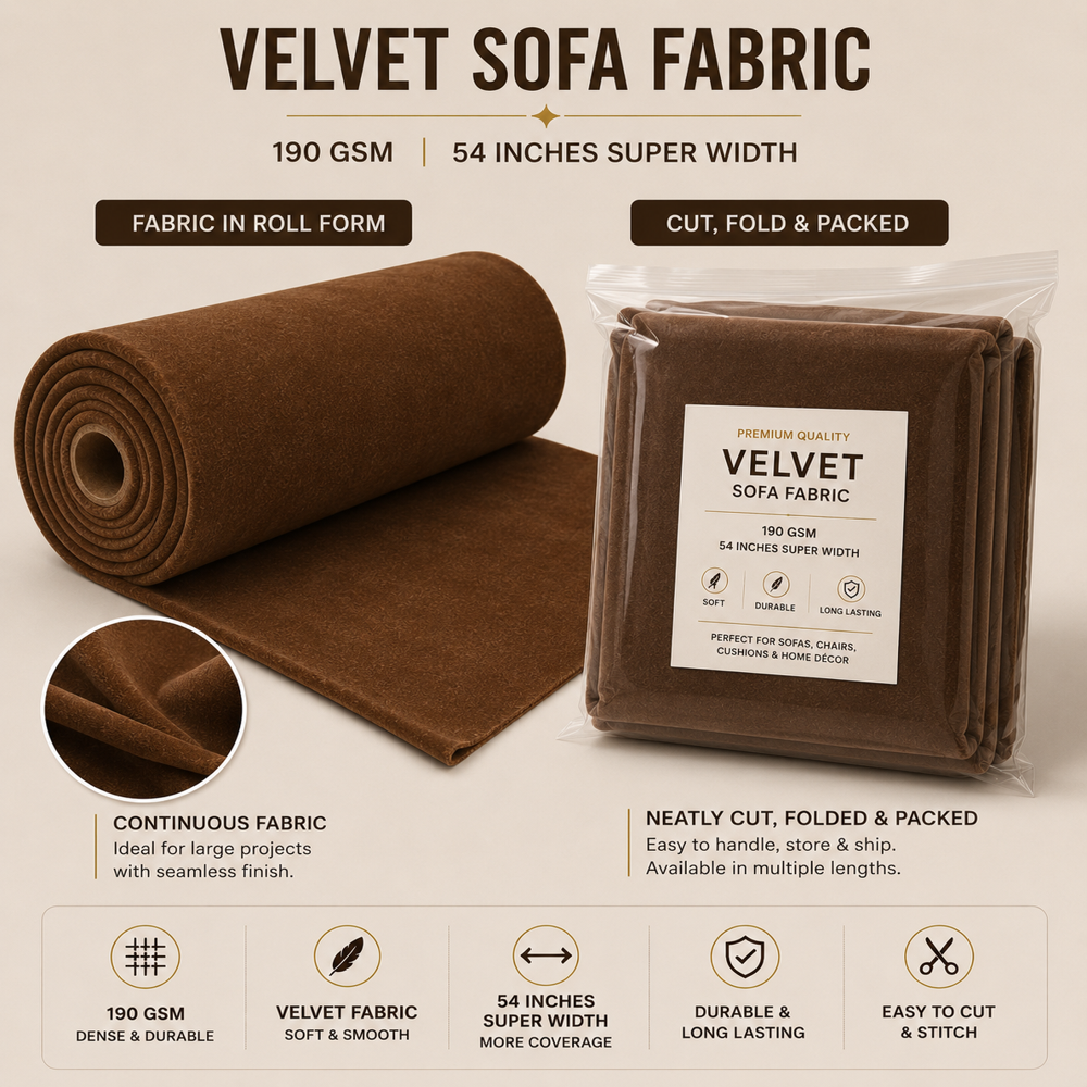Mosha Dark Brown Velvet Sofa Fabric