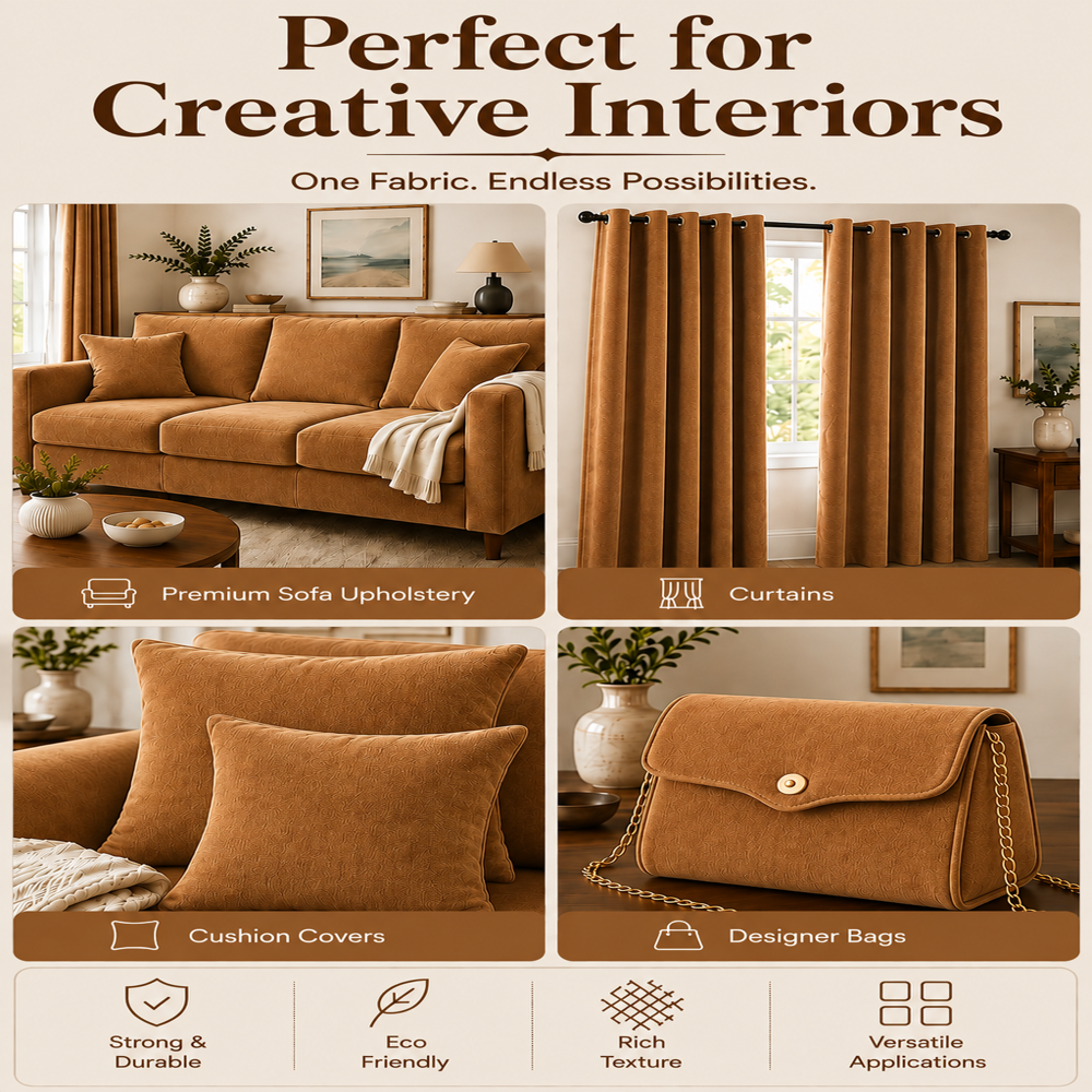 Premium Velvet Fabric for Curtains, Sofa Upholstery & Cushion Covers | 54 Inch Width | Sold by Meter | Unstitched Cut Length