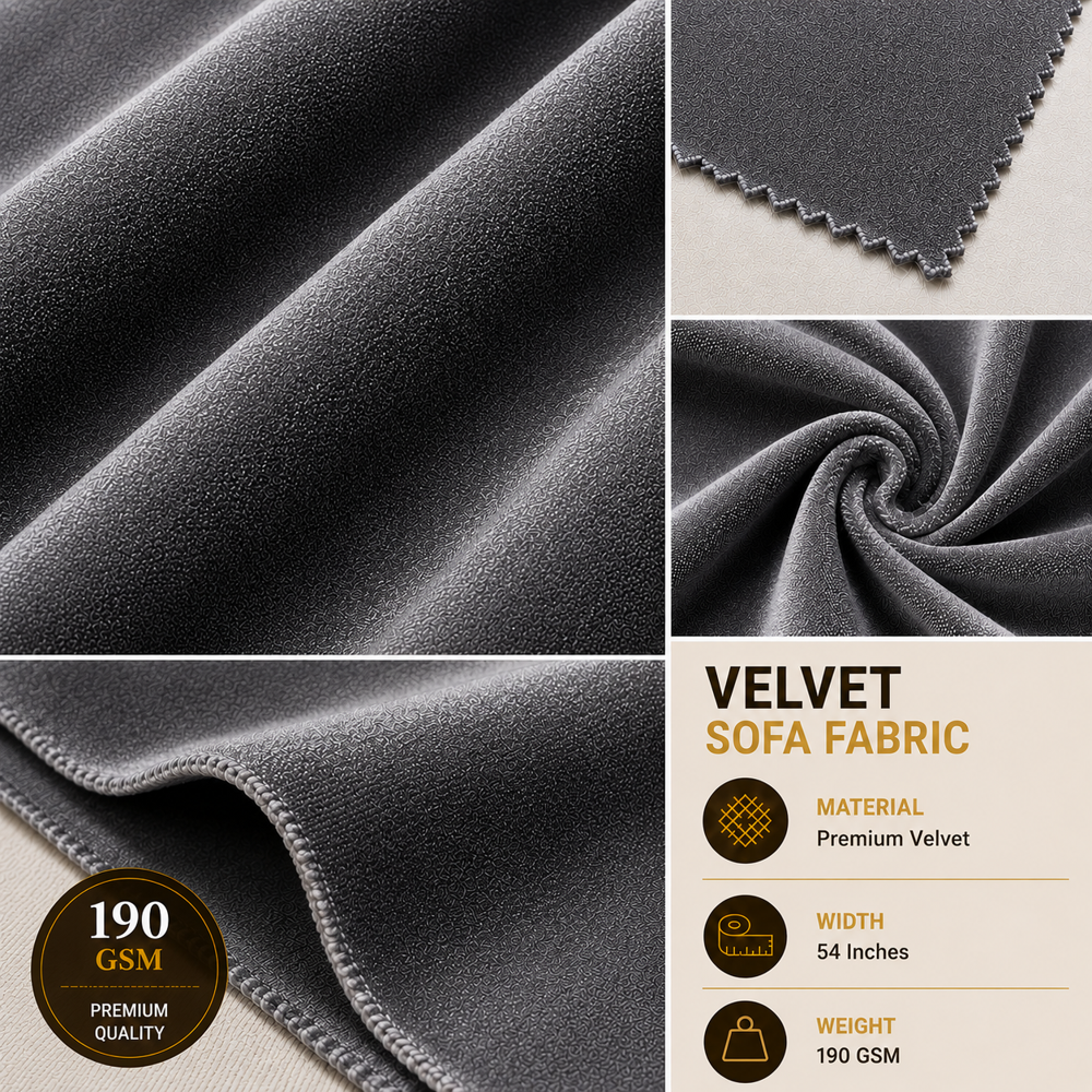 Mosha Grey Velvet Sofa Fabric