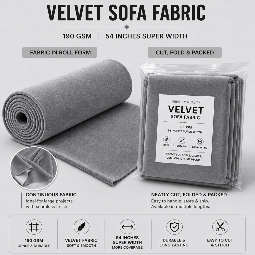 Mosha Grey Velvet Sofa Fabric