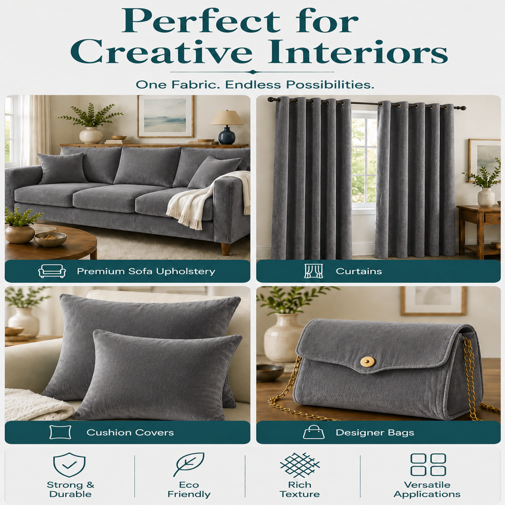 Mosha Grey Velvet Sofa Fabric