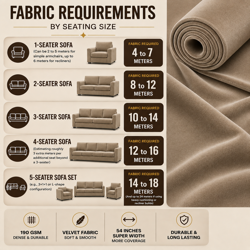 Mosha Beige Velvet Sofa Fabric