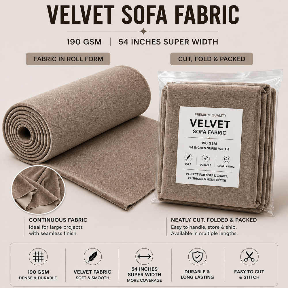 Mosha Beige Velvet Sofa Fabric