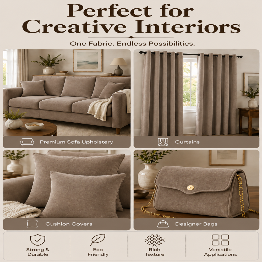 Mosha Beige Velvet Sofa Fabric