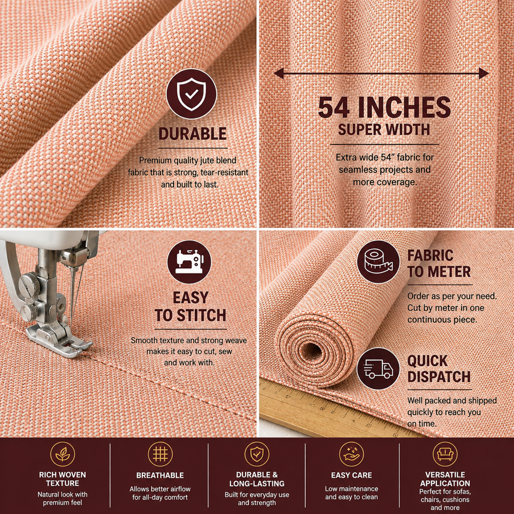 Peach Jute Sofa Fabric
