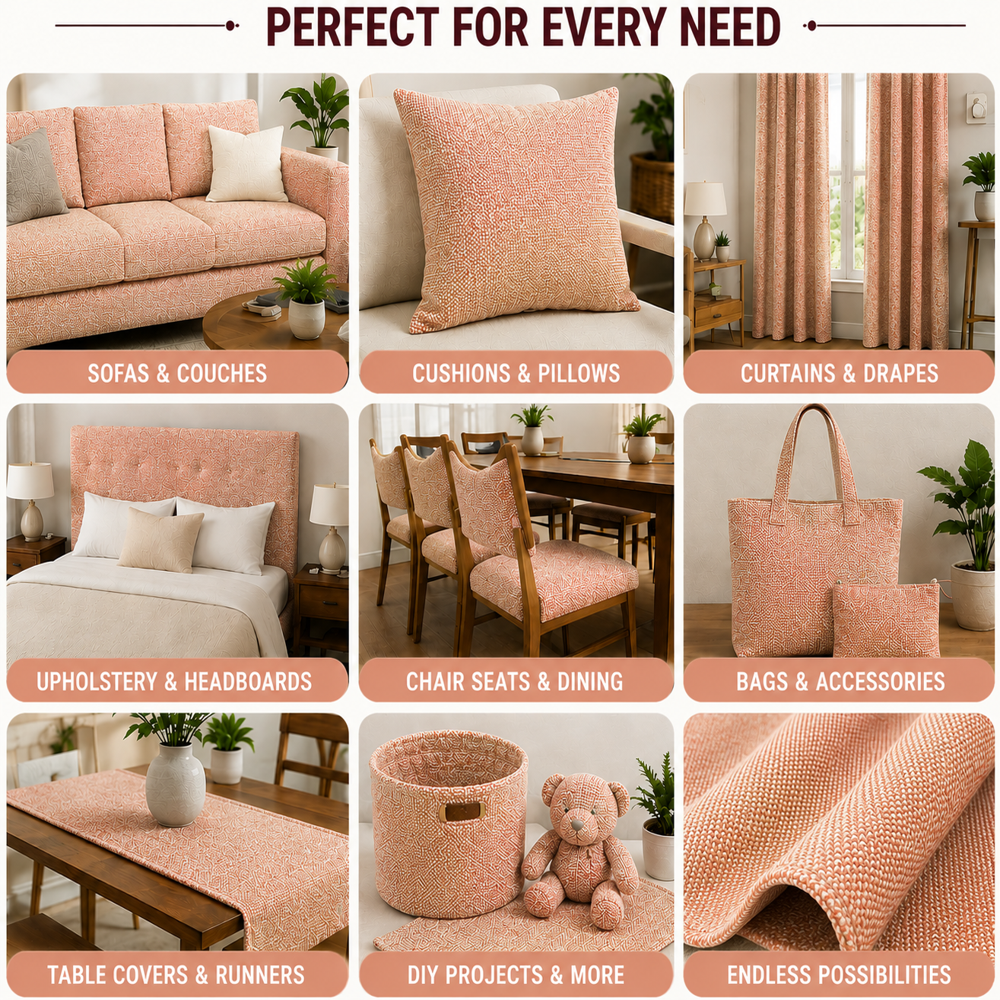 Peach Jute Sofa Fabric