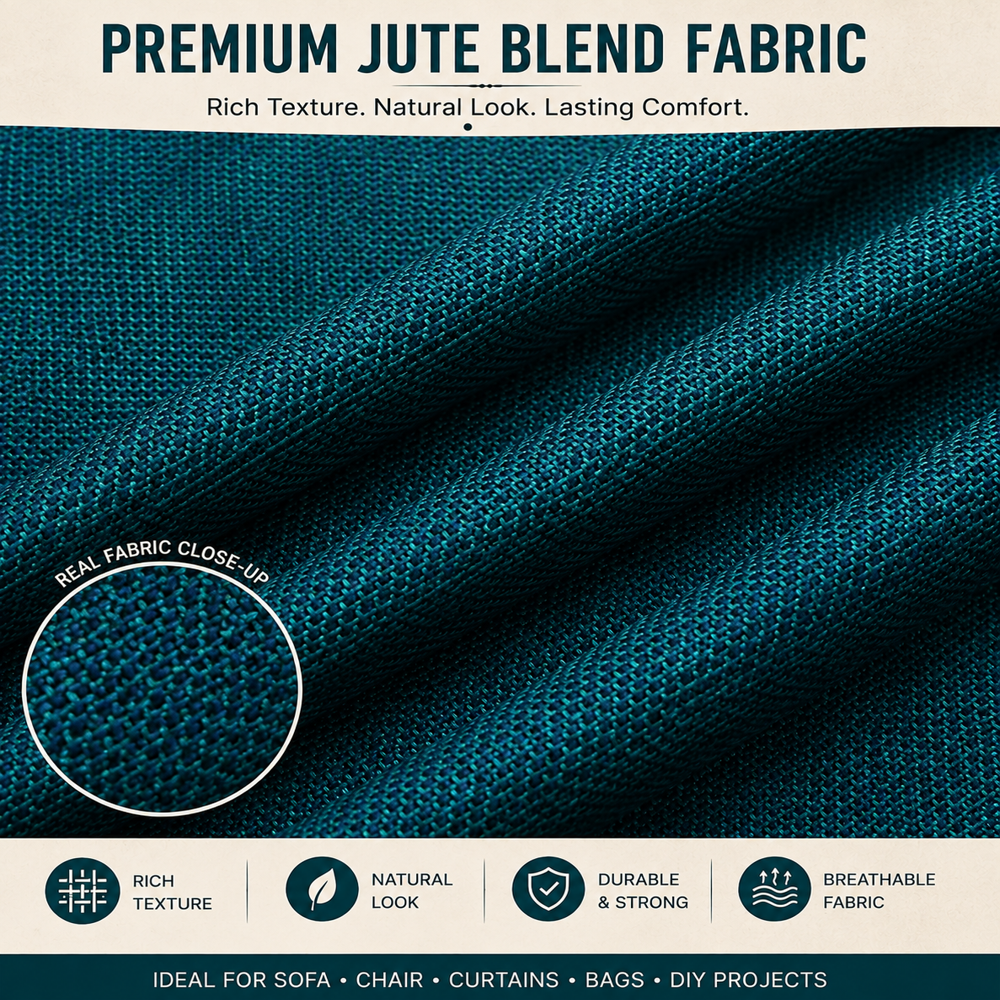 Blue Jute Blend Sofa Fabric