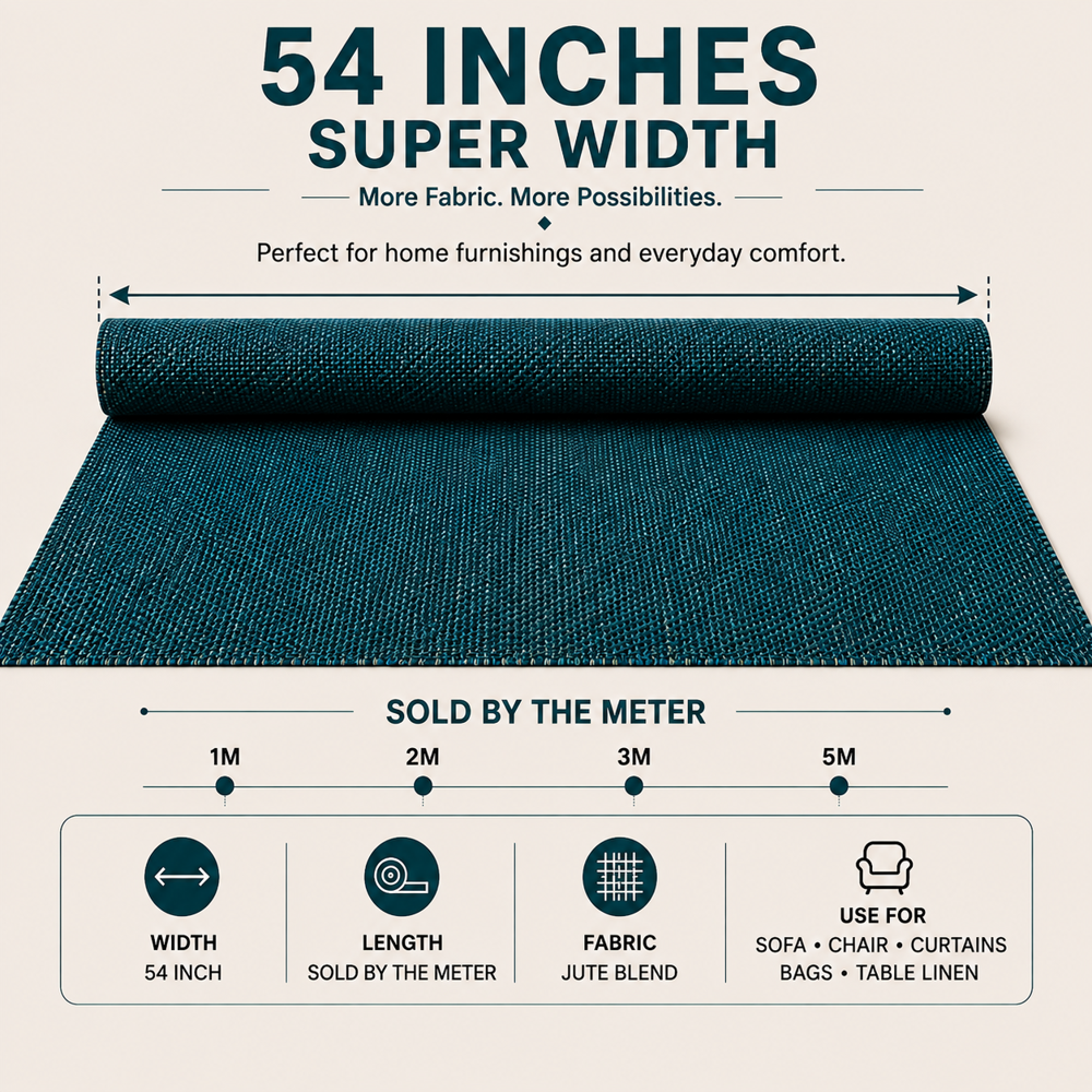 Blue Jute Blend Sofa Fabric