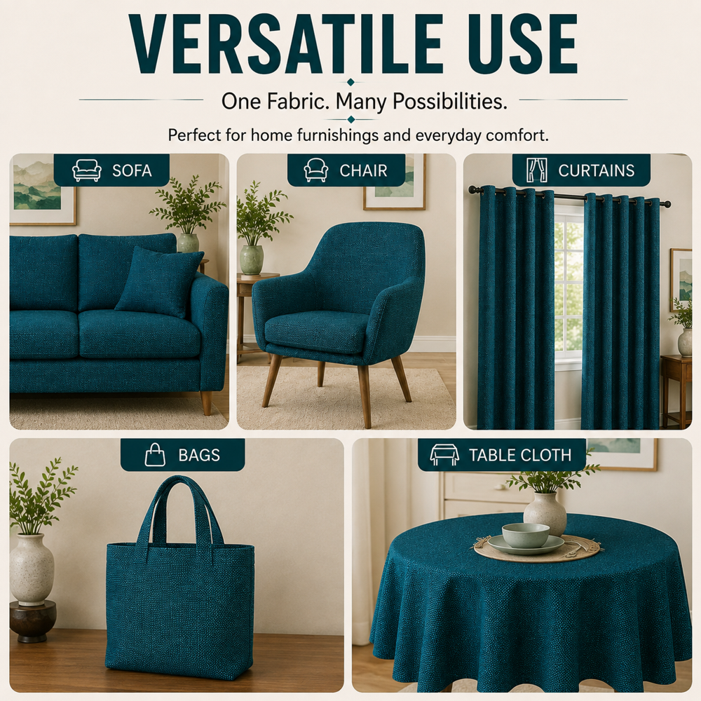 Blue Jute Blend Sofa Fabric