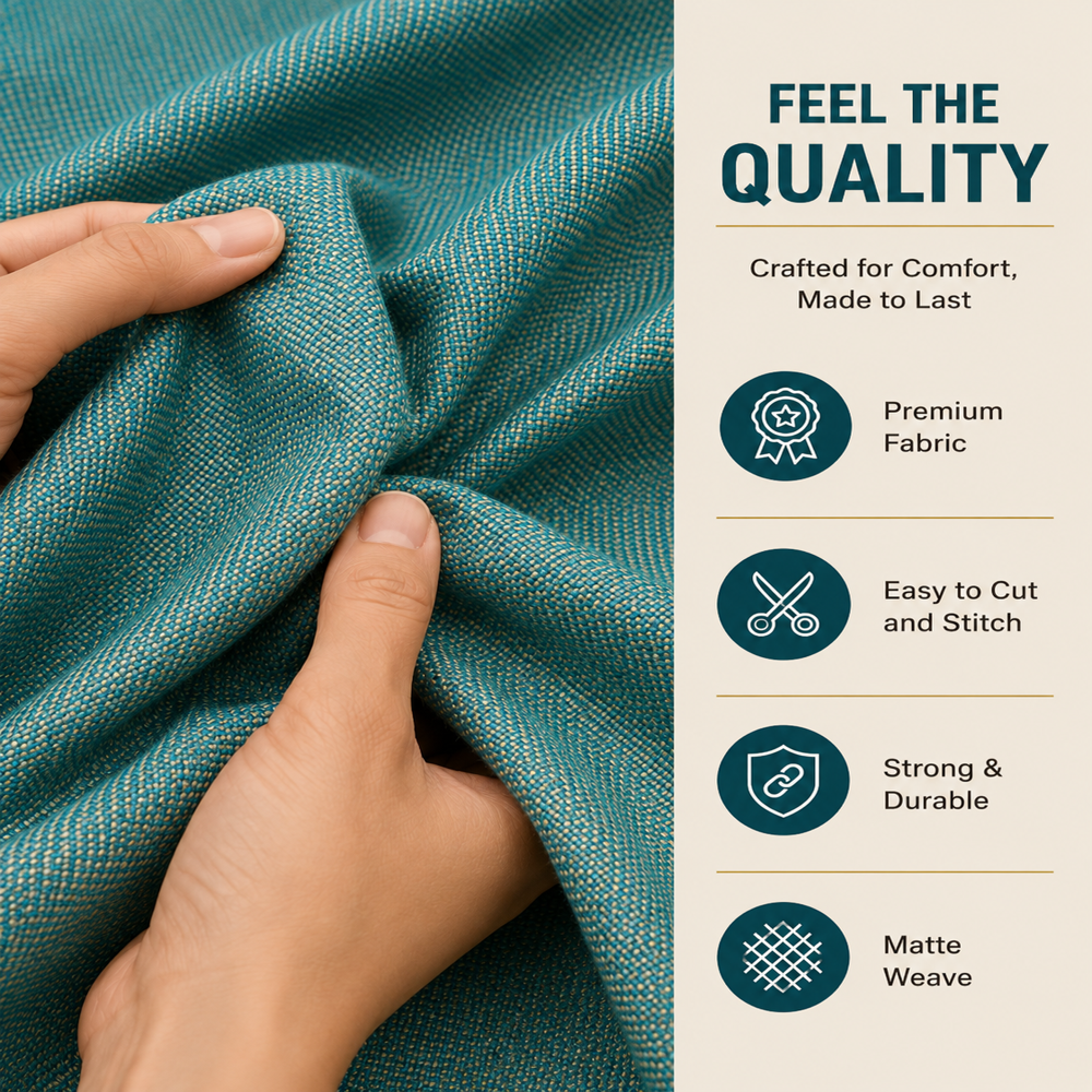 Turquoise Jute Blend Sofa Fabric