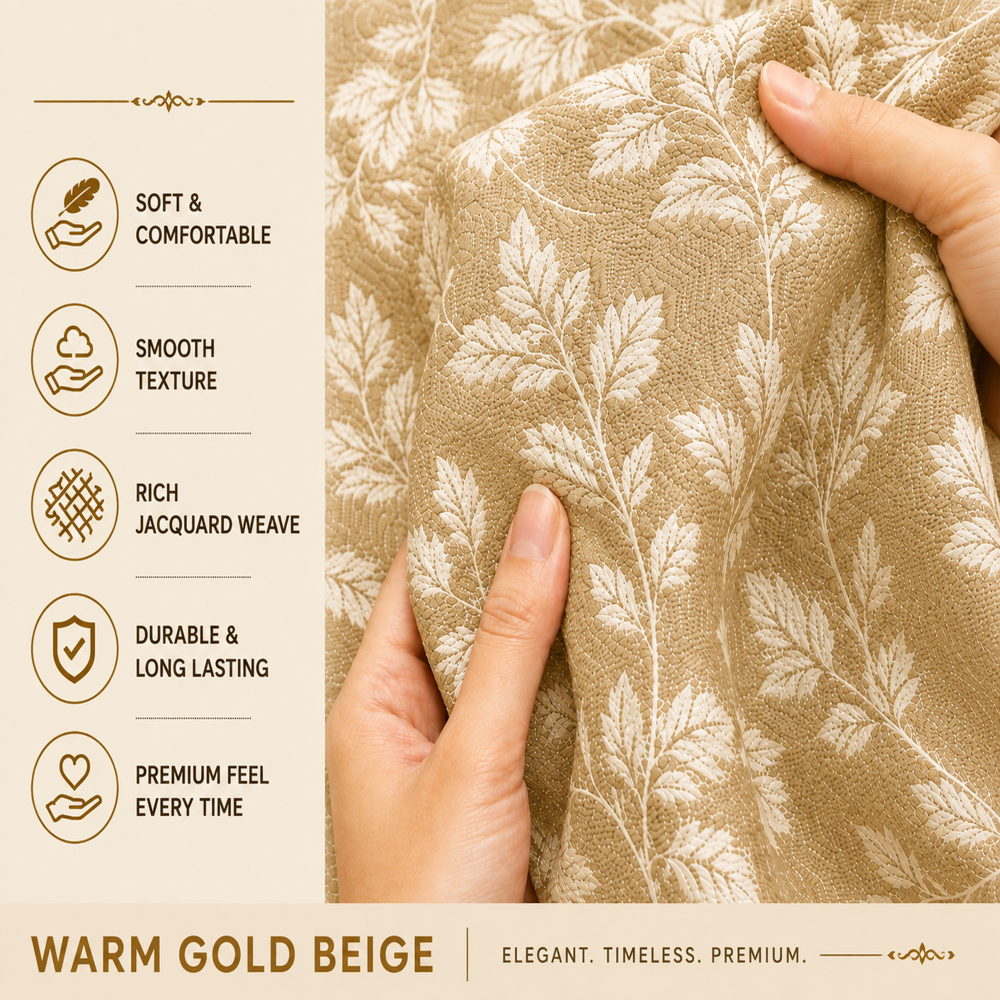 Jacquard Beige Polyester Fabric