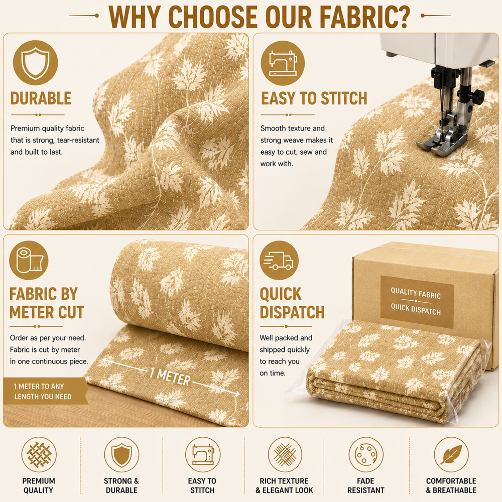 Jacquard Beige Polyester Fabric