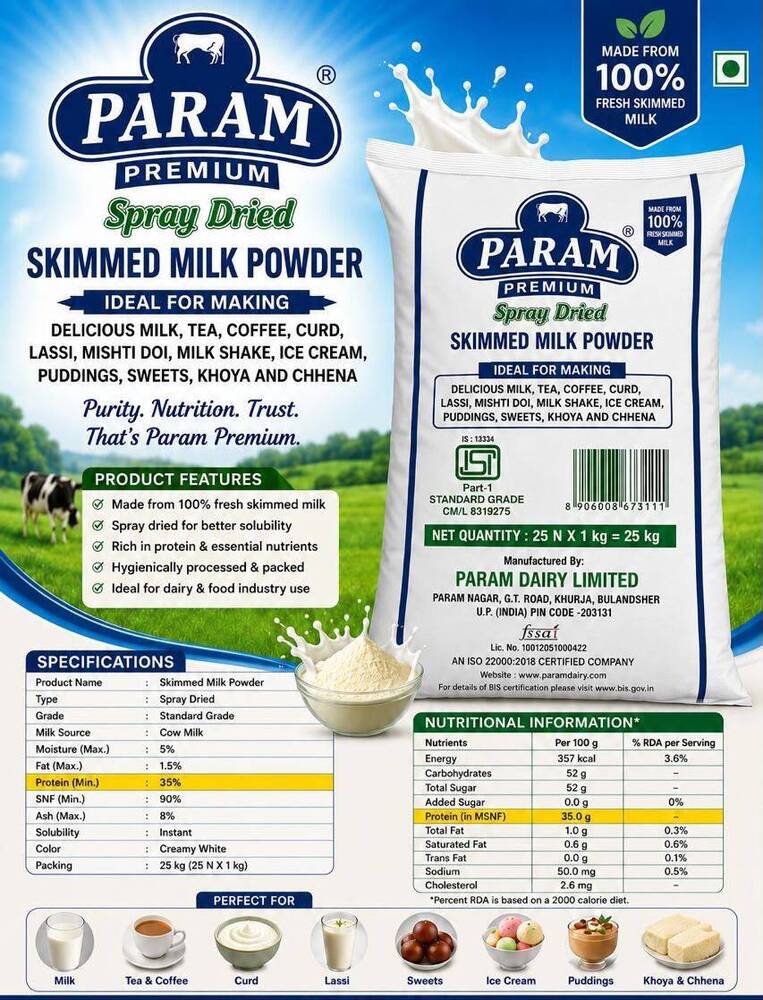 Param Premium Spray Dried Skimmed Milk Powder