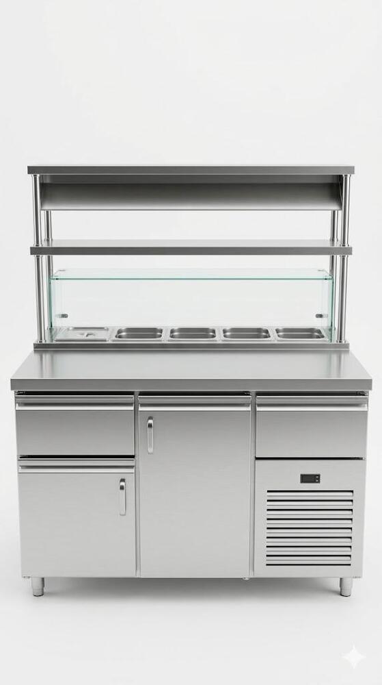 Table Top Refrigerator With Bain Marie