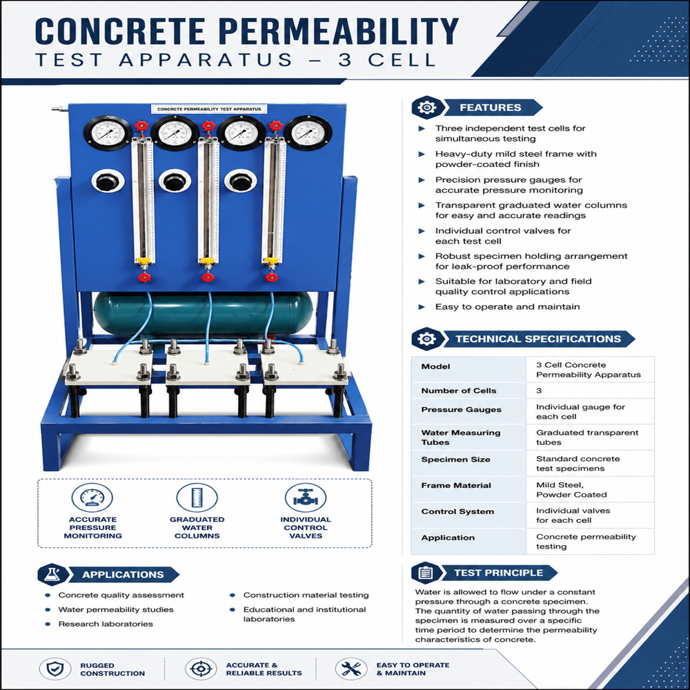 Concrete Permeability Apparatus Three Cell