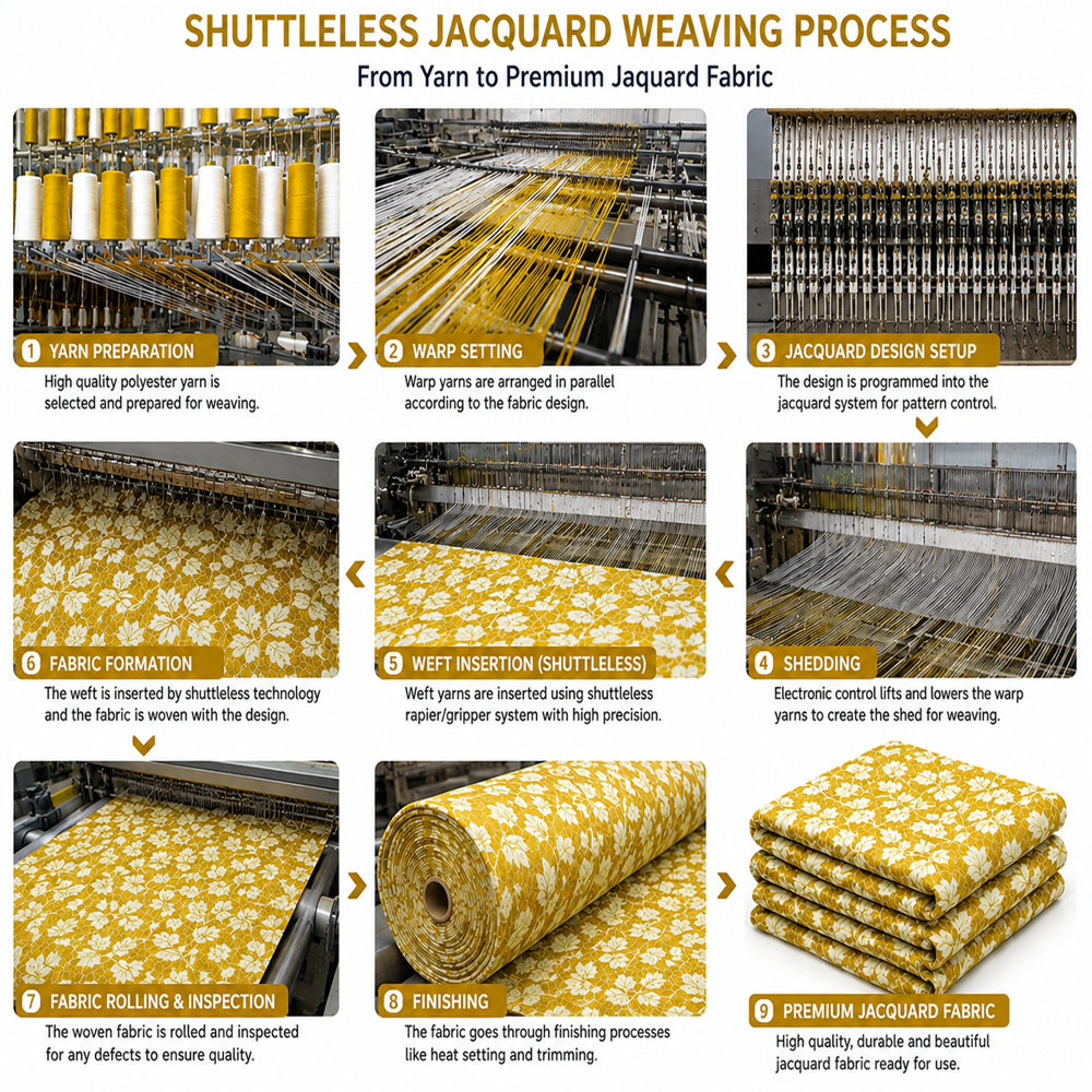 Jacquard Gold Polyester Fabric