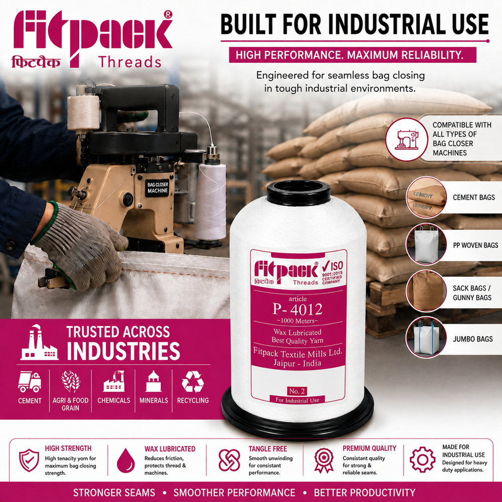 Fitpack P-4012 High Tenacity Industrial Bag Closing Thread Cone (1000 Meters)