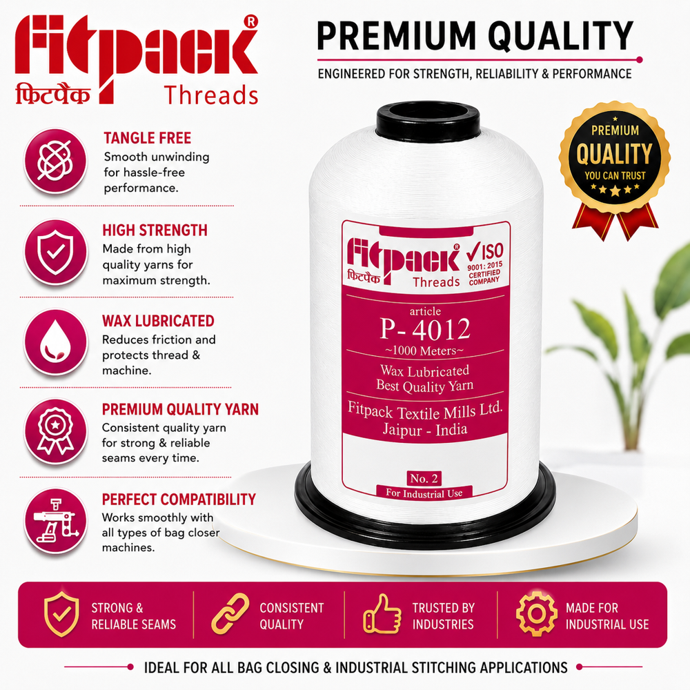 Fitpack P-4012 High Tenacity Industrial Bag Closing Thread Cone (1000 Meters)