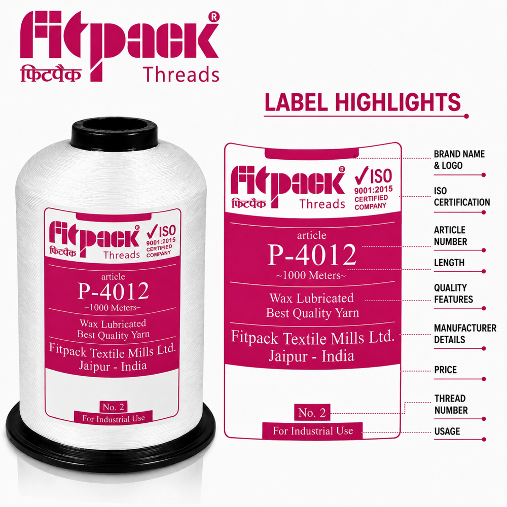 Fitpack P-4012 High Tenacity Industrial Bag Closing Thread Cone (1000 Meters)