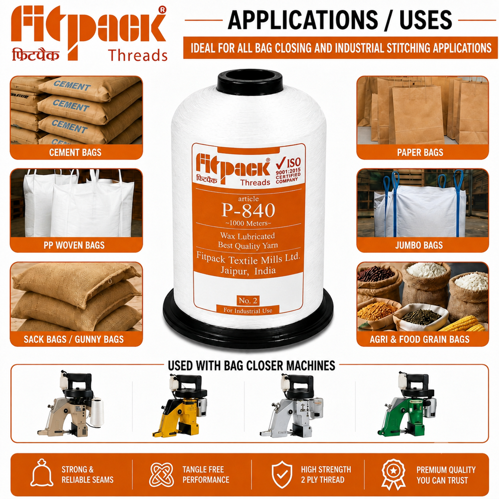 Fitpack P-840 High Tenacity Industrial Bag Closing Thread Cone (1000 Meters)