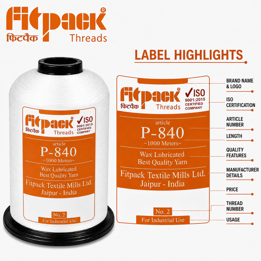 Fitpack P-840 High Tenacity Industrial Bag Closing Thread Cone (1000 Meters)