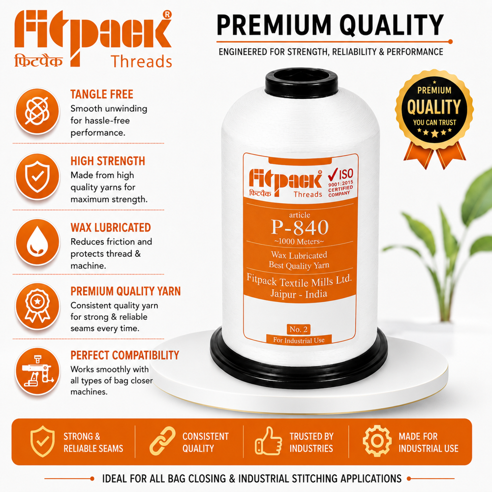 Fitpack P-840 High Tenacity Industrial Bag Closing Thread Cone (1000 Meters)