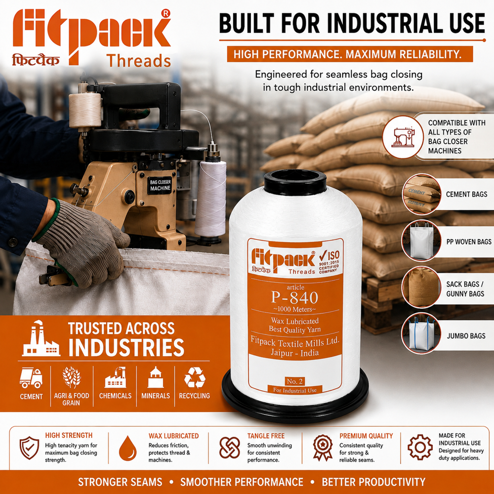Fitpack P-840 High Tenacity Industrial Bag Closing Thread Cone (1000 Meters)