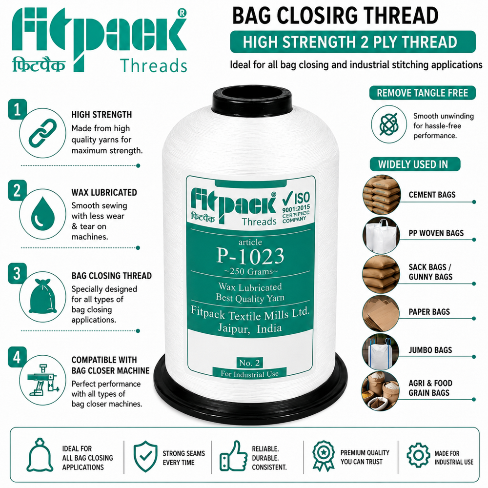 Fitpack P-1023 High Tenacity Industrial Bag Closing Thread Cone (250 Grams)