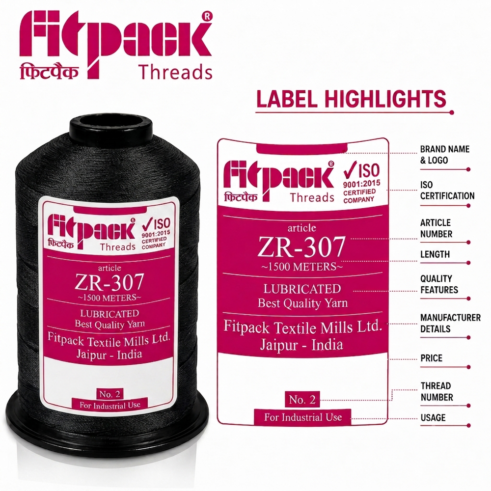 Fitpack ZR-307 High Strength 3 Ply Industrial Bag Stitching Thread Spool ( Multi Colour )