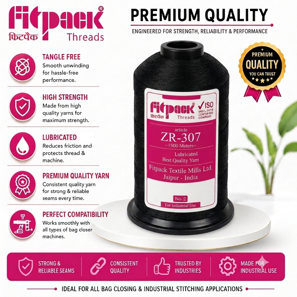 Fitpack ZR-307 High Strength 3 Ply Industrial Bag Stitching Thread Spool ( Multi Colour )