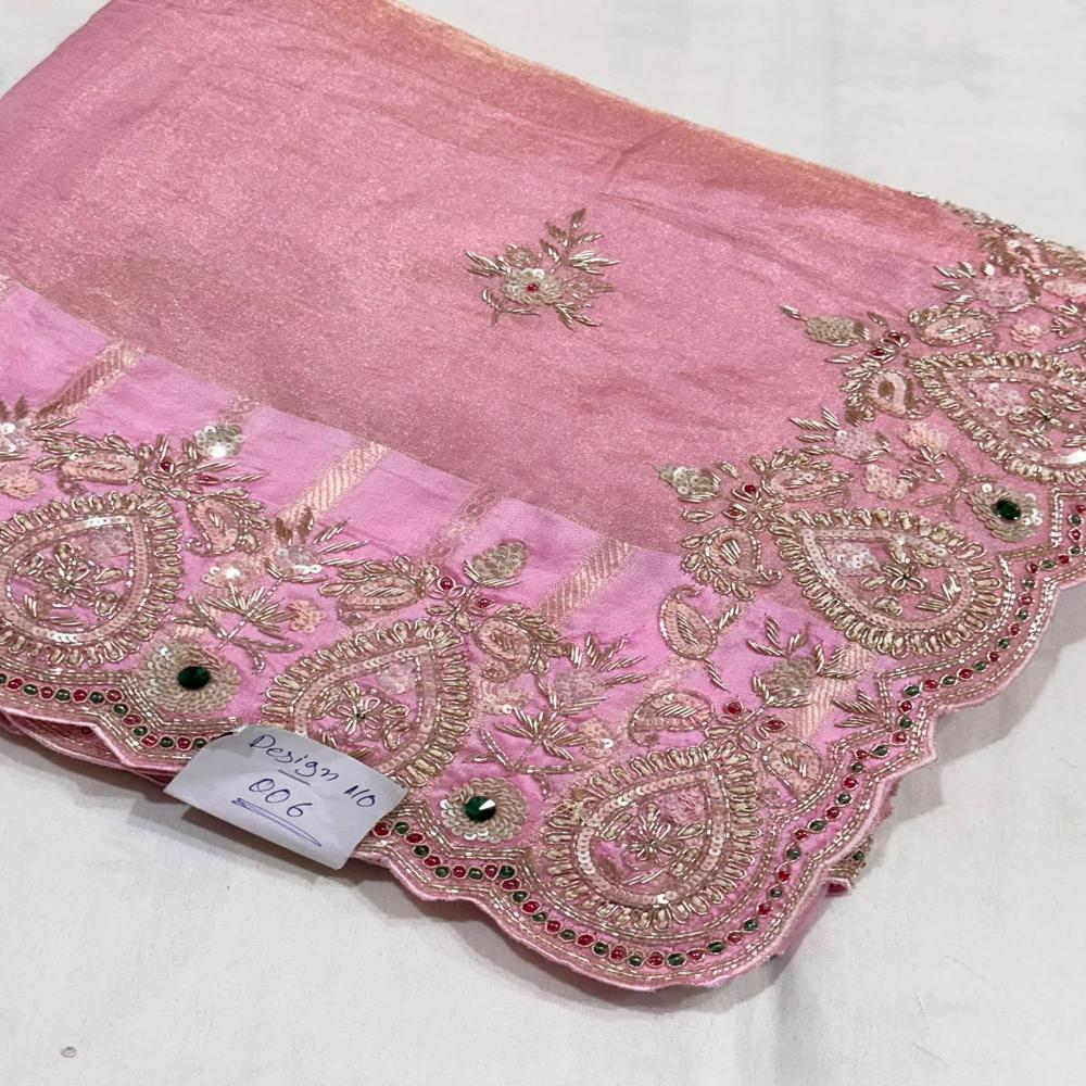 Dawn Pink Heritage Handwork Zardozi Saree
