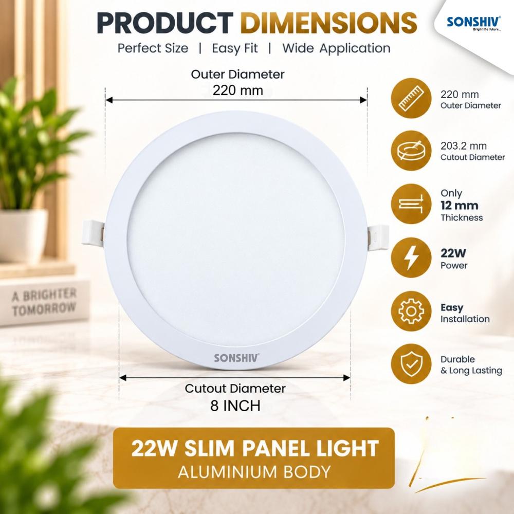 22W ROUND SLIM PANEL ALUMINIUM BODY