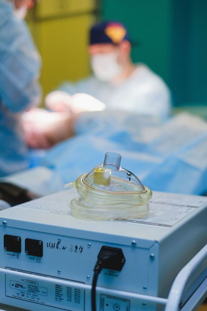 Hospital Anesthesia Cart - Color: Blue And White
