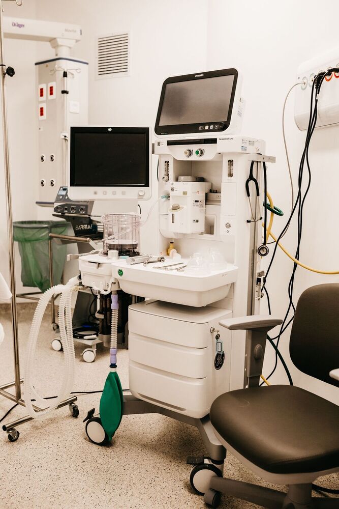 Hospital Anesthesia Cart - Color: Blue And White