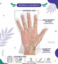 Plastic Disposable Hand Gloves - Color: Transparent