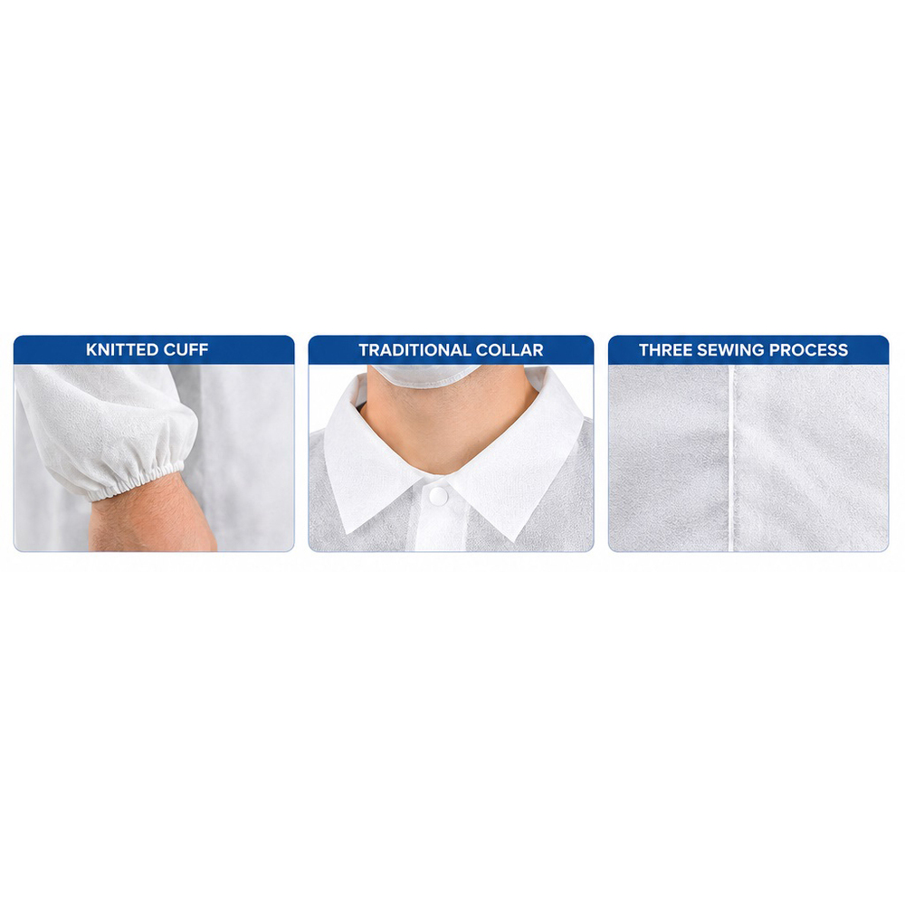 50GSM White Disposable Lab Coat