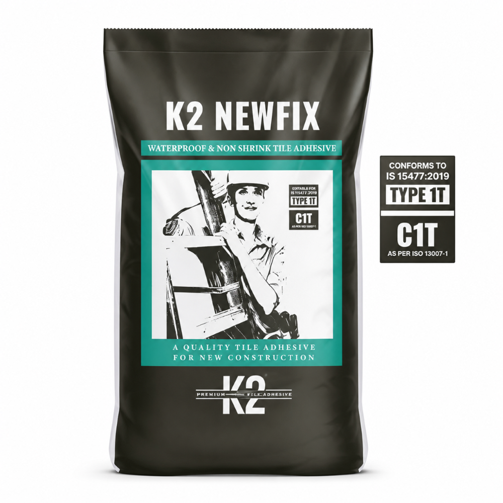 K2 Newfix Waterproof & Non-shrink Tile Adhesive, Ready-to-use Tile Fixing Adhesive For Ceramic, Porcelain & Floor Tiles - Chemical Form: Powder