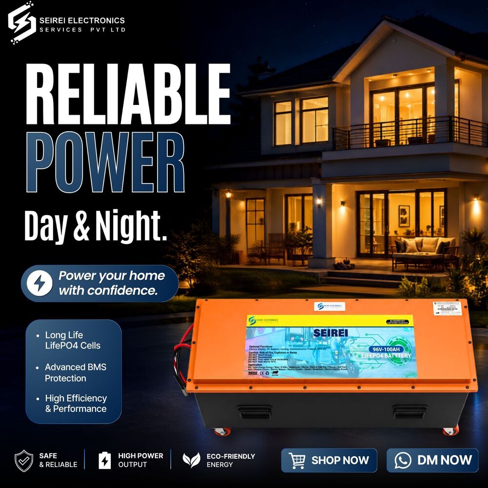 96V 100Ah LiFePO4 Smart Battery