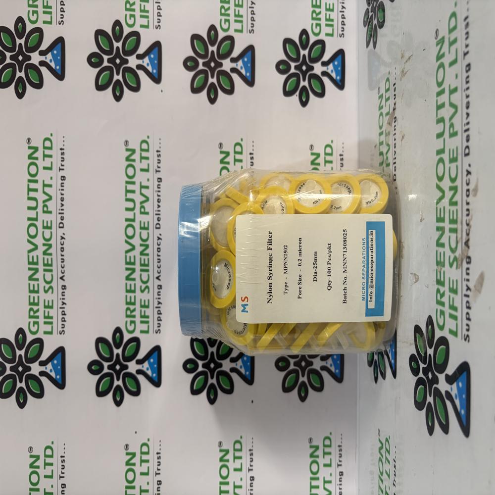 MS Nylon Syringe Filter, 0.2 Micron, 25mm Diameter, 100 Pieces, MPNN2502