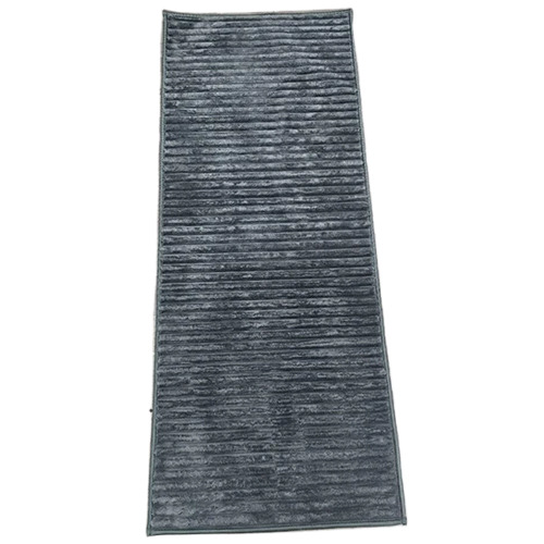 Dark Grey Color Solid Stripe Fur Runner