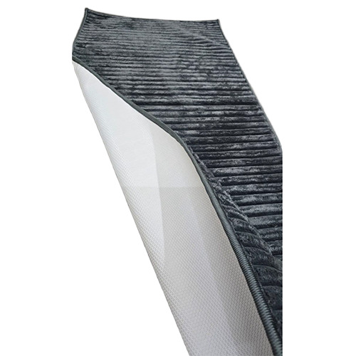 Dark Grey Color Solid Stripe Fur Runner