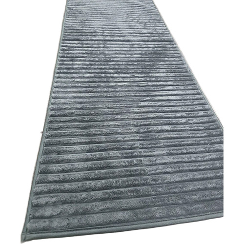 Dark Grey Color Solid Stripe Fur Runner