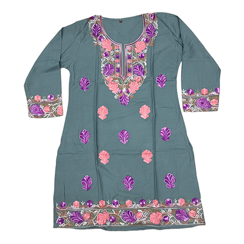 Grey Cotton Dress For Ladies