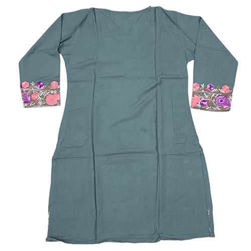 Grey Cotton Dress For Ladies