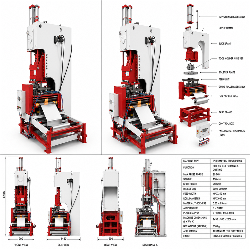 Foil Food Container Making Machine - Color: Red