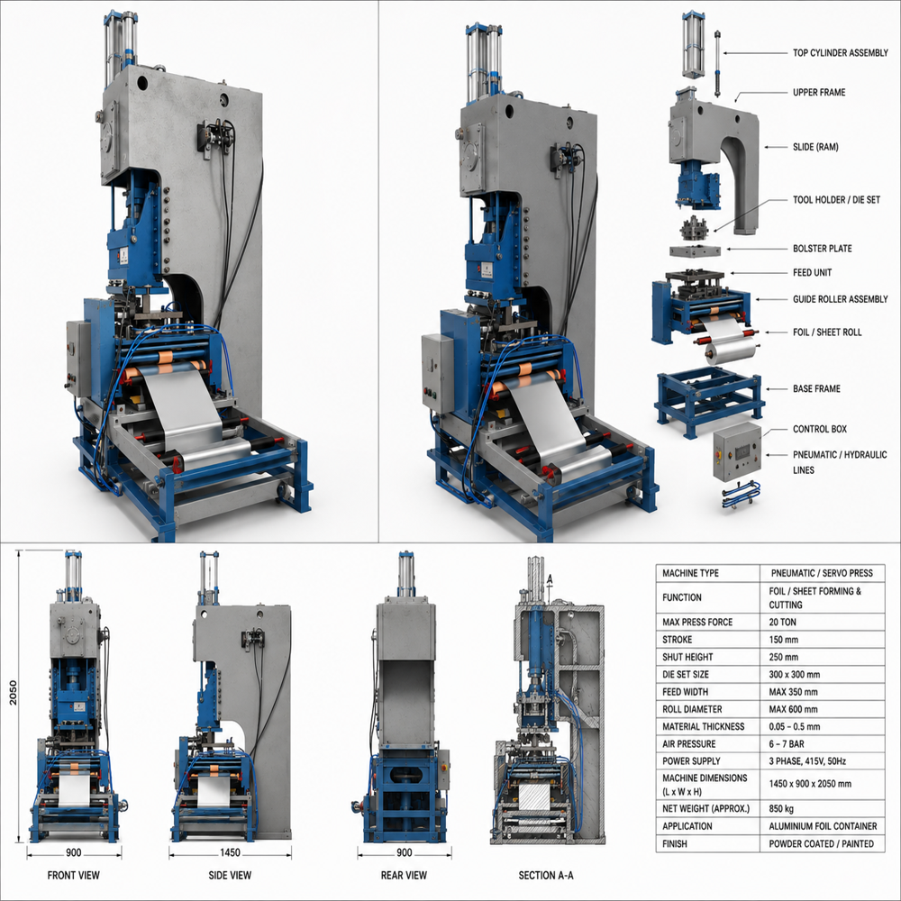 Foil Food Container Making Machine - Color: Red