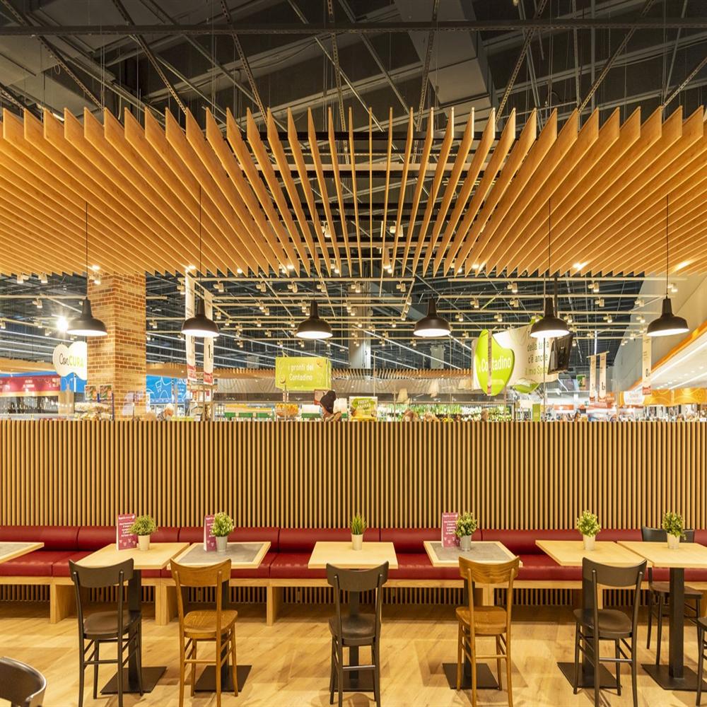 wooden baffle ceiling